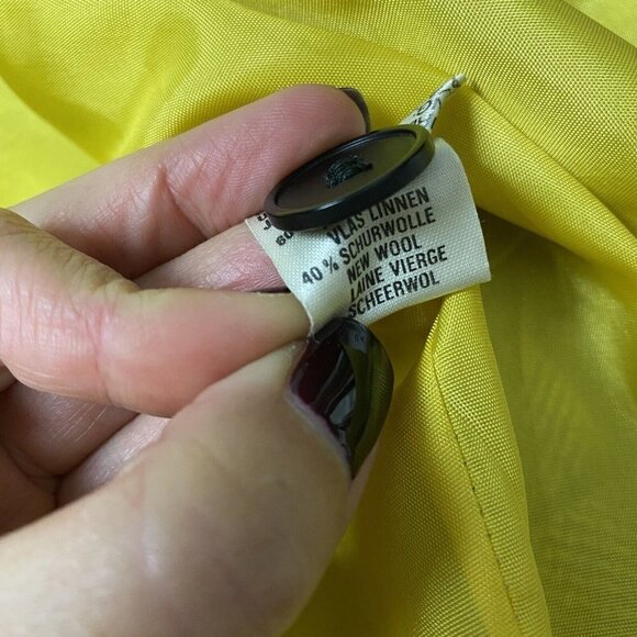 Laurel By Escada Jacket Linen Wool Grey Glen Plaid Yellow Academia Blazer - Picture 13 of 16